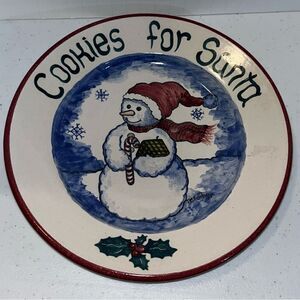 2001 Cagle Road Pottery Cookies for Santa Christmas 8.5" Plate Sea Grove NC